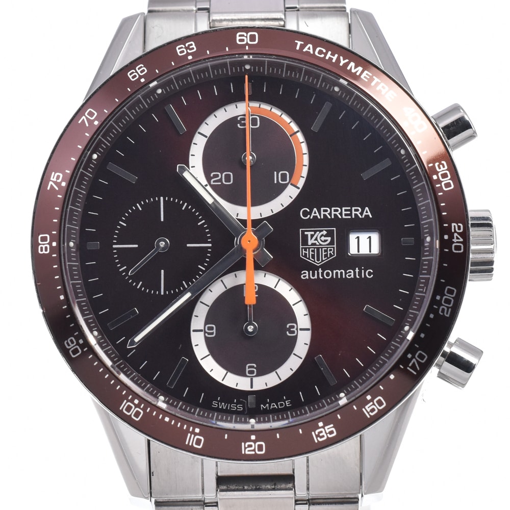 タグホイヤー TAG HEUER CV2013-3 カレラ クロノグラフ デイト ブラウン 自動巻き メンズ 美品 腕時計 R#149155