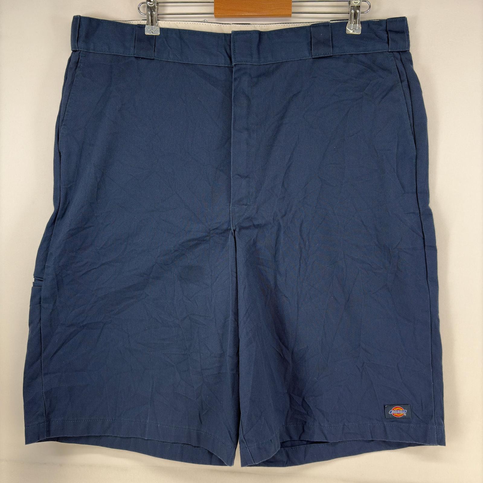 古着 ディッキーズ Dickies ショートパンツ ワーク ワンポイント ロゴ ジップ ハーフパンツ 大きいサイズ w42  ネイビー メンズ