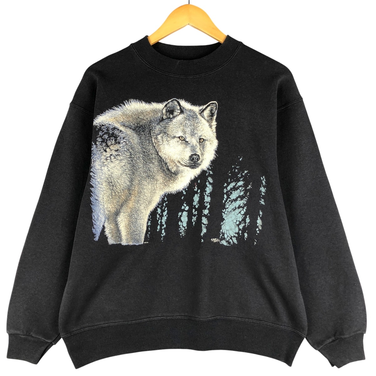 古着 90年代 ヘインズ Hanes オオカミ柄 アニマル スウェットシャツ トレーナー USA製 メンズL相当 ヴィンテージ/eaa596714