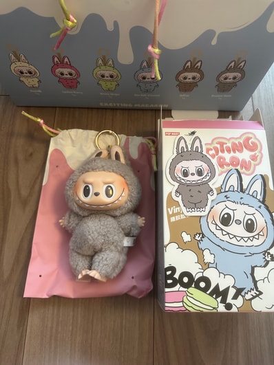 POP MART THE MONSTERS (LABUBU) Exciting Macaron Plush Series SESAME BEAN