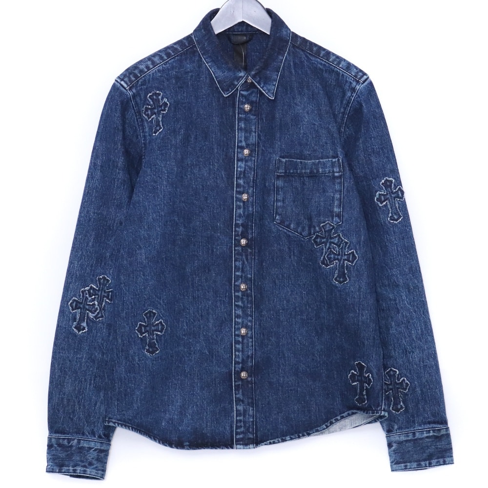 Chrome Hearts Looseends Cross Patch Decoration Denim L/S Shirt "Indigo"