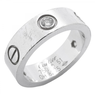 【6jdb0427-33】カルティエ リング ラブ 3PD K18WG ホワイトゴールド ダイヤモンド #51【中古】レディース