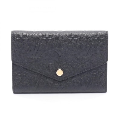 ルイ・ヴィトン LOUIS VUITTON ポルトフォイユキュリユーズ コンパクト 三つ折り財布 財布 レザー モノグラム・アンプラント ノワール レディース ブラック系 M60568 【中古】