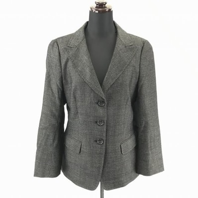 正規代理店タグ★MaxMara★チェック柄/ウールジャケット/ブレザー【38/Women's size -M/ダークグレー】秋冬シングル/総裏仕様◆BC314W