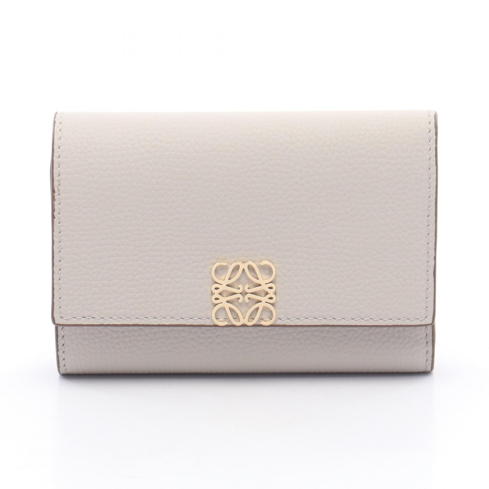 ロエベ LOEWE アナグラム バーティカル ウォレット スモール 三つ折り財布 財布 レザー レディース ベージュ系 C821S33X128389 【新品】