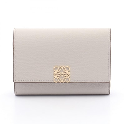 ロエベ LOEWE アナグラム バーティカル ウォレット スモール 三つ折り財布 財布 レザー レディース ベージュ系 C821S33X128389 【新品】