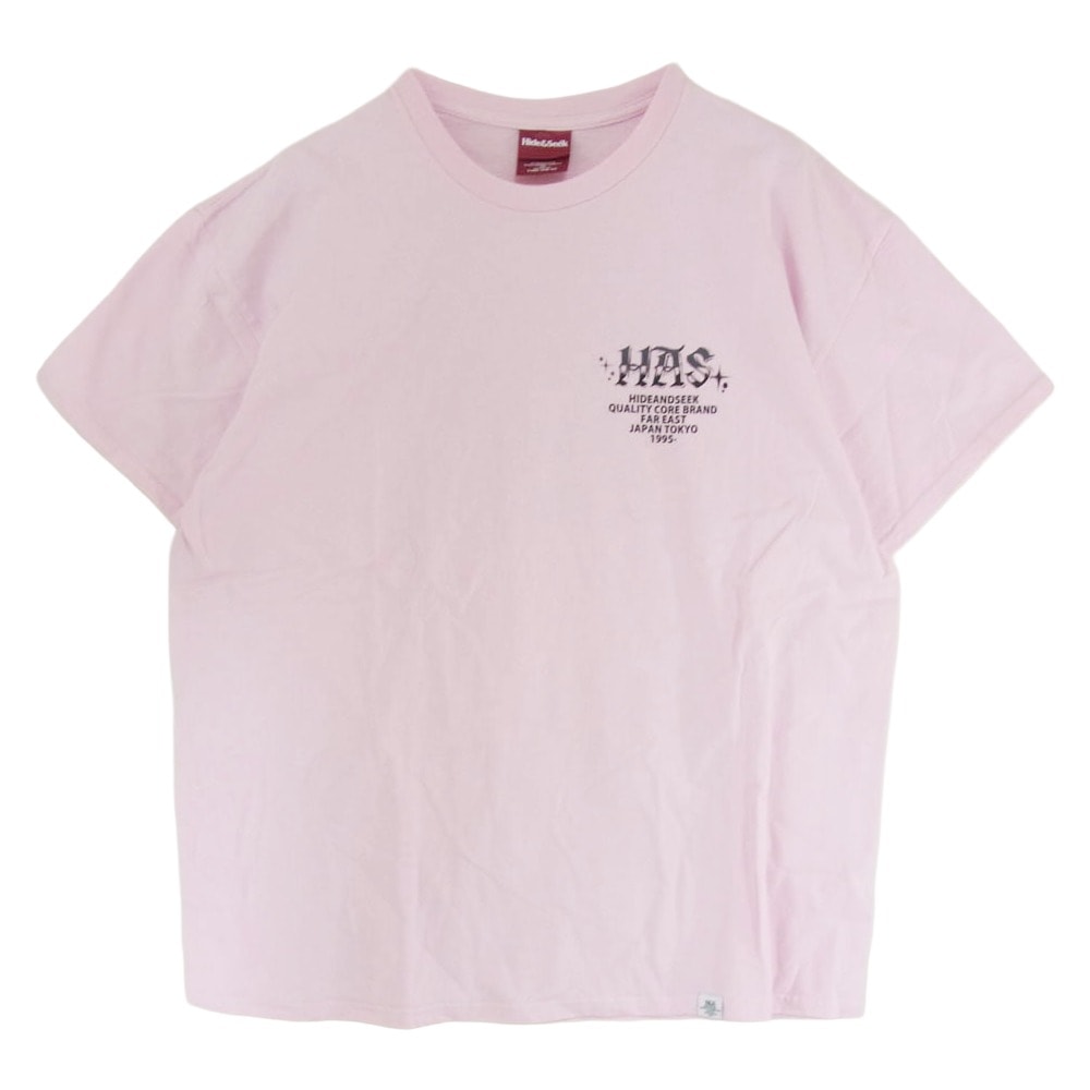 HideandSeek ハイドアンドシーク Tシャツ HAS TEE フロント バック ロゴ プリント ショートスリーブ Tシャツ 半袖カットソー ピンク系 XL【中古】