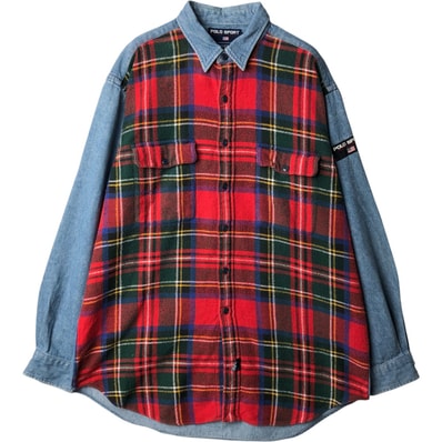 古着 90年代 ラルフローレン Ralph Lauren POLO SPORT ポロスポーツ 長袖 フランネルチェックシャツ メンズL相当 ヴィンテージ/eaa637911