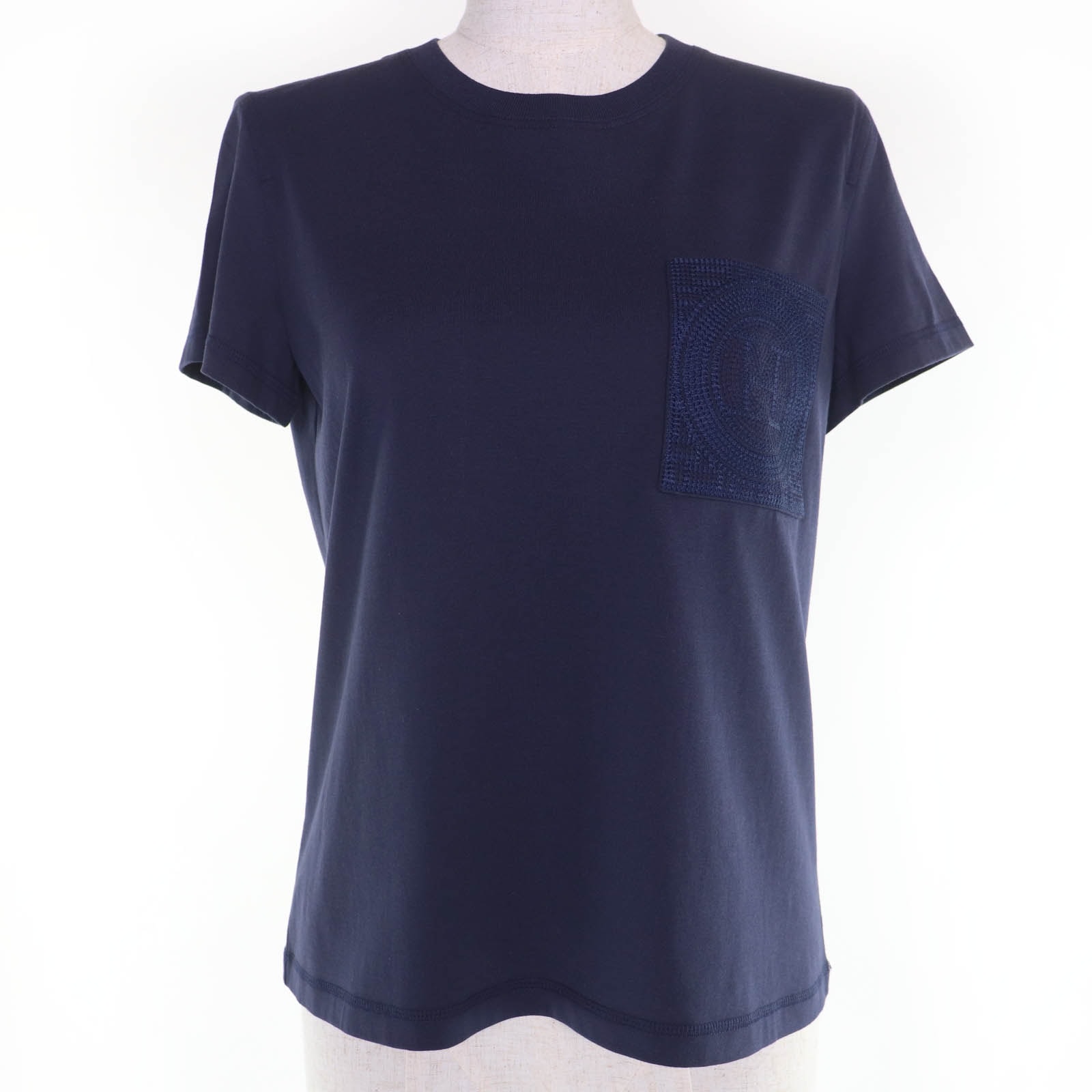 極美品 エルメス 半袖Tシャツ ネイビー レディース 36 3E42620DL