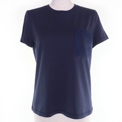 極美品 エルメス 半袖Tシャツ ネイビー レディース 36 3E42620DL