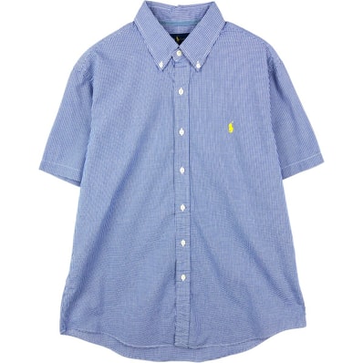 古着 ラルフローレン Ralph Lauren ギンガムチェック 半袖 ボタンダウン チェックシャツ メンズL相当/eaa668598