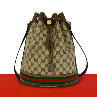 GUCCI グッチ シェリーライン GG 柄 レザー PVC ショルダーバッグ ブラウン
d83-4
