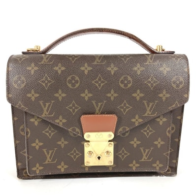 ルイヴィトン LOUIS VUITTON モンソー28 モンソー 28 M51185 モノグラム カバン フラップ 書類バッグ ハンドバッグ モノグラムキャンバス ブラウン