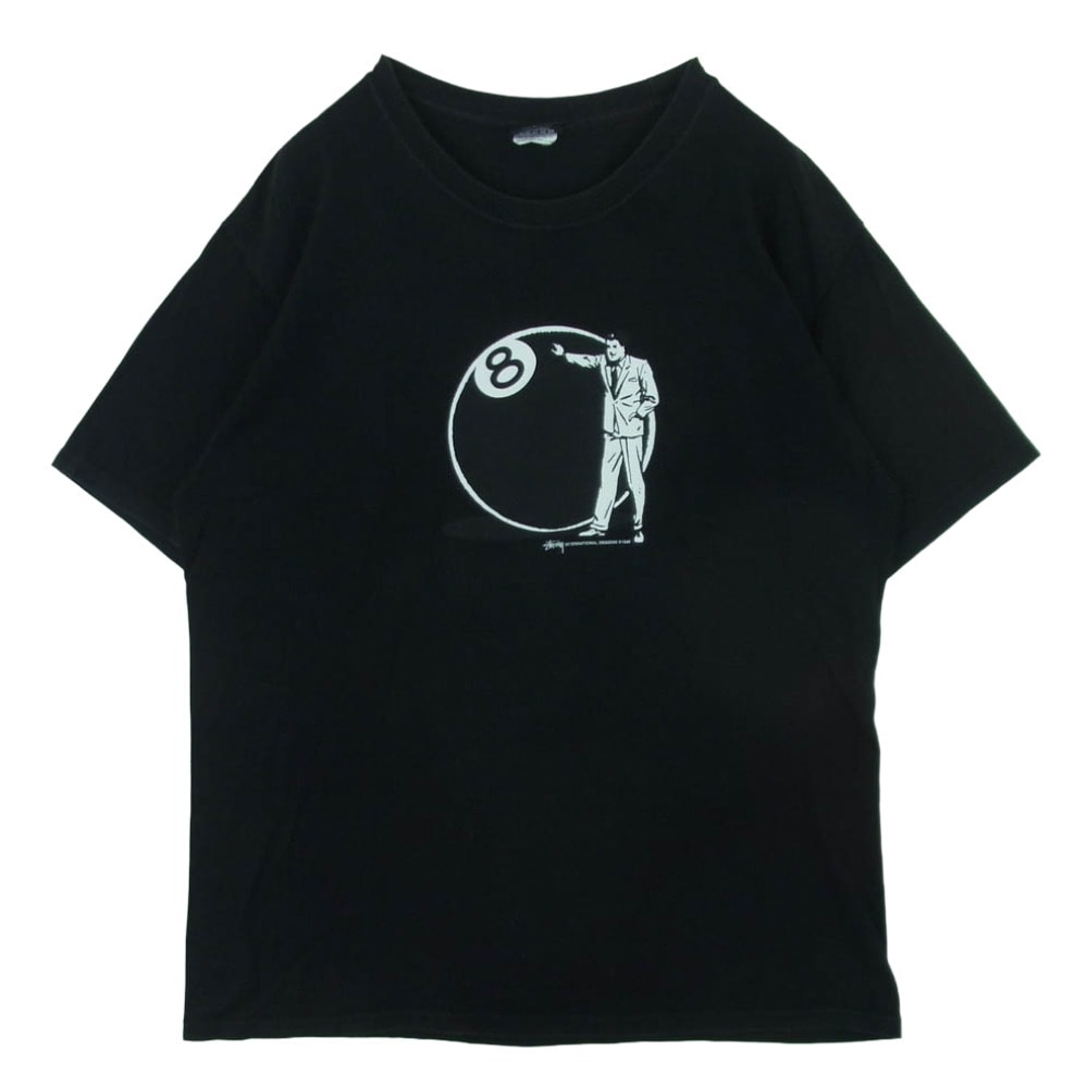 STUSSY ステューシー 8Ball エイトボール 半袖 Tシャツ カットソー コットン メキシコ製 ブラック系 L【中古】