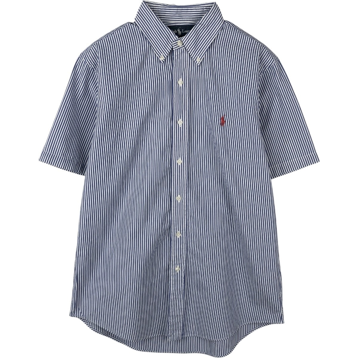 古着 ラルフローレン Ralph Lauren CUSTOM FIT 半袖 ボタンダウン ストライプシャツ メンズM相当/eaa665047
