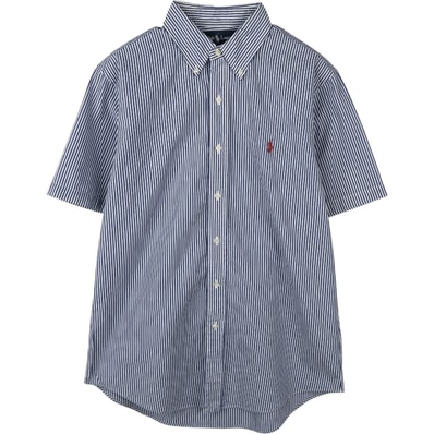 古着 ラルフローレン Ralph Lauren CUSTOM FIT 半袖 ボタンダウン ストライプシャツ メンズM相当/eaa665047