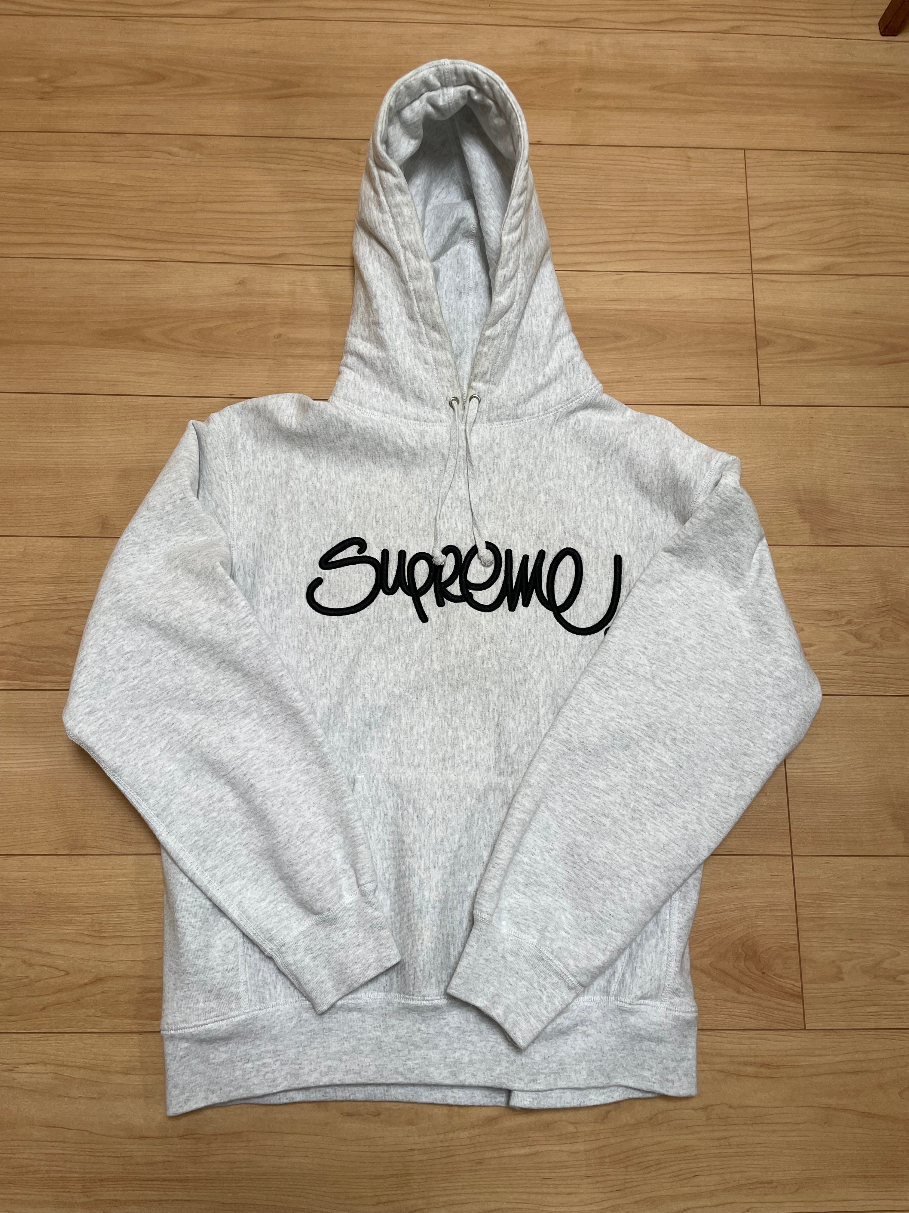 Supreme Raised Handstyle Hooded Sweatshirt "Ash Grey"