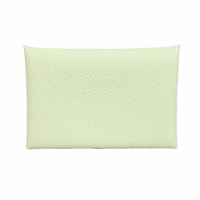★SALE【6hd3806】エルメス カードケース カルヴィヴェルソ ヴォーエプソン ヴェールフィズ/ヴェールユッカ シルバー金具 B刻印【中古】レディース