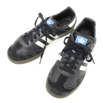 【中古】アディダス adidas レザー スニーカー ブラック【サイズ27】【メンズ】