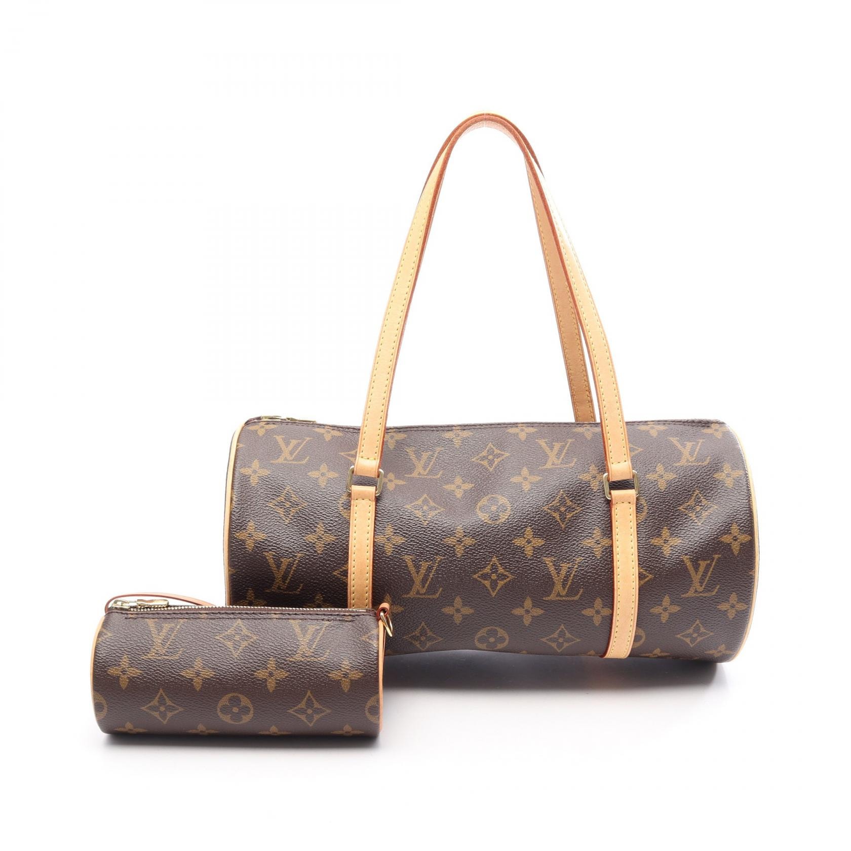 ルイ・ヴィトン LOUIS VUITTON パピヨン30 モノグラム ハンドバッグ バッグ PVCコーティングキャンバス レザー レディース ブラウン系 M51385 【中古】