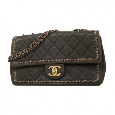 ★SALE【6db2185】シャネル ショルダーバッグ マトラッセ Wチェーン ラムスキン ブラウン ゴールド金具【中古】レディース