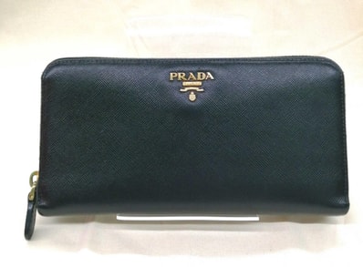 PRADA Vitello Grain Leather Long Wallet "Black"