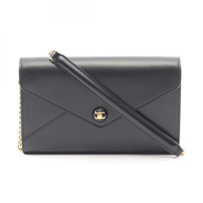 セリーヌ CELINE エンベロップ ショルダーバッグ バッグ レザー レディース ブラック系 10P663DPV38NO 【新品】