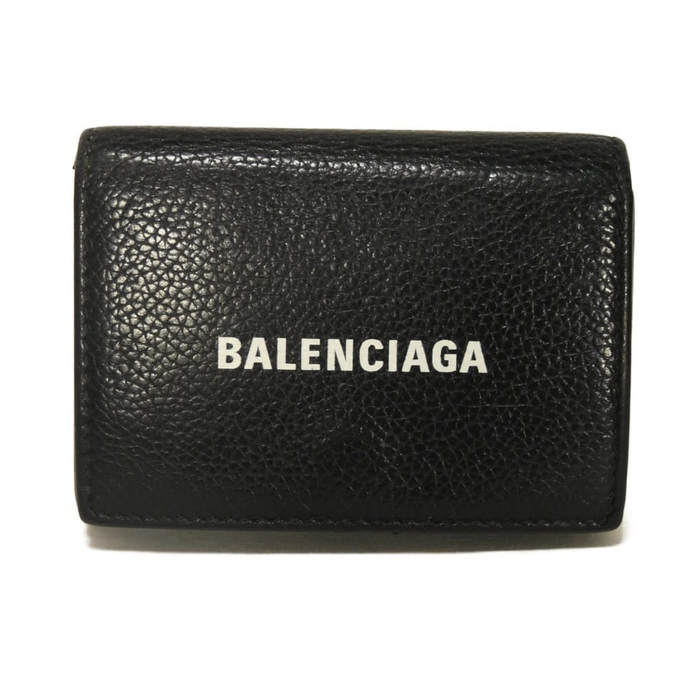 BALENCIAGA バレンシアガ キャッシュ ミニ ウォレット ホワイト スナップボタン 札入れ カードケース コインケース 新ロゴ ブラック 三つ折り財布 594312 1I313 1090