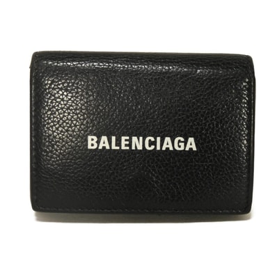 BALENCIAGA バレンシアガ キャッシュ ミニ ウォレット ホワイト スナップボタン 札入れ カードケース コインケース 新ロゴ ブラック 三つ折り財布 594312 1I313 1090