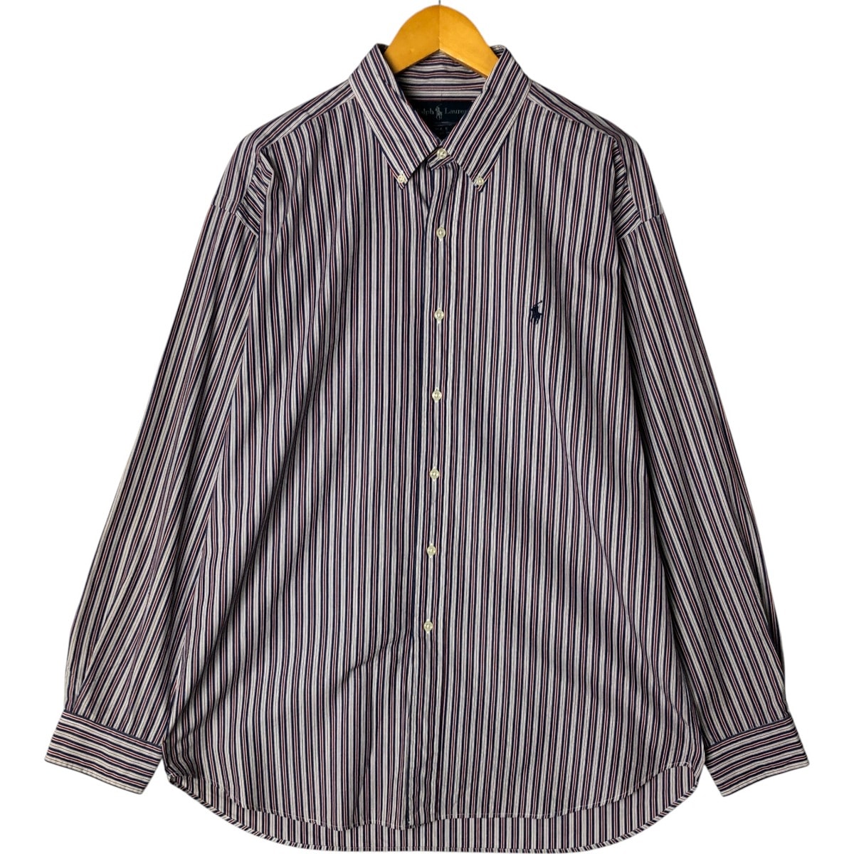 古着 ラルフローレン Ralph Lauren BLAKE マルチストライプ 長袖 ボタンダウンストライプシャツ メンズXL相当/eaa551972
