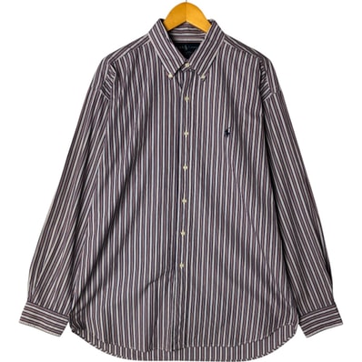古着 ラルフローレン Ralph Lauren BLAKE マルチストライプ 長袖 ボタンダウンストライプシャツ メンズXL相当/eaa551972