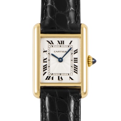 CARTIER カルティエ タンクルイSM ギョーシェ Dバックル 878087 K18YG【中古】