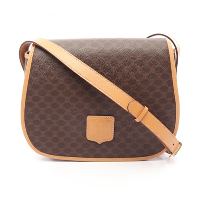 セリーヌ CELINE マカダム ショルダーバッグ バッグ PVCコーティングキャンバス レザー レディース ブラウン系 【中古】