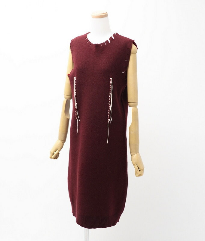 MARTIN MARGIELA マルタンマルジェラ ワンピース サイズXS ニット ノースリーブ ウール チューブドレス ステッチ ミディ ブランド古着【中古】20230508/GN2981