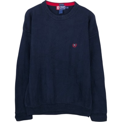 古着 ラルフローレン Ralph Lauren CHAPS チャップス ヘリンボーン コットンニットセーター メンズL相当/eaa672354