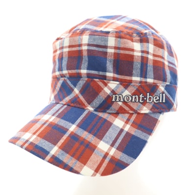 mont-bell モンベル チェック柄 ウイックロンO.D.ワーク キャップ M-L レッド アウトドア 帽子