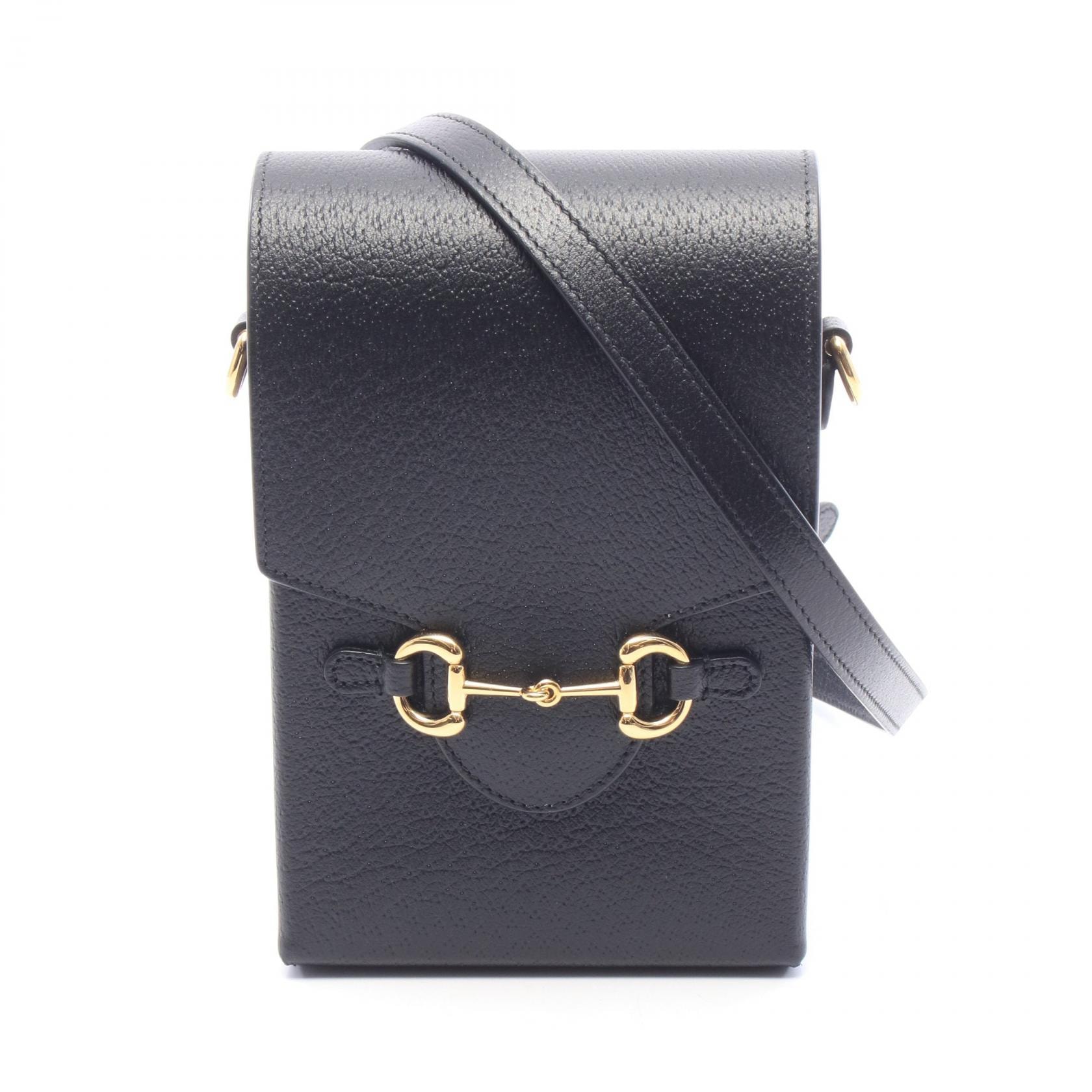 グッチ GUCCI ホースビット1955 ミニ ショルダーバッグ バッグ レザー レディース ブラック系 732302 【中古】