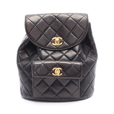 シャネル CHANEL マトラッセ リュックサック バックパック バッグ ラムスキン(羊革) レディース ブラック系 【中古】