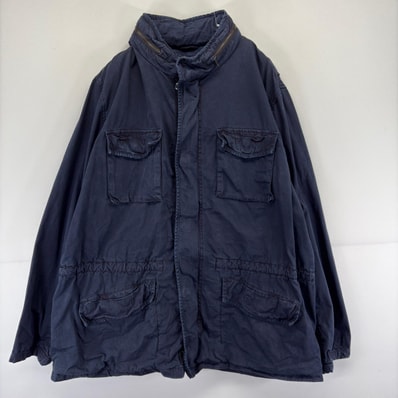 古着 ギャップ GAP ジャケット フルジップ フーディ ミリタリータイプ 大きいサイズ 2XL ネイビー 無地 メンズ