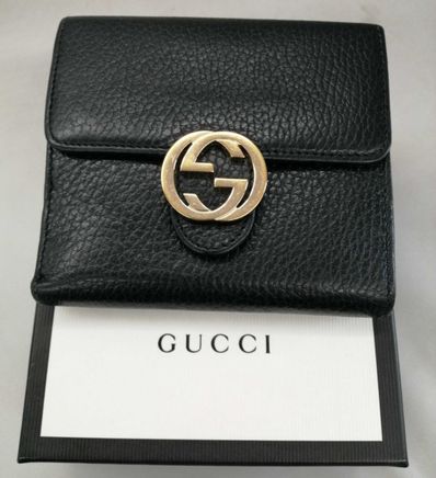GUCCI Interlocking G W Hook Wallet "Black"