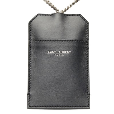 サンローラン チェーン カードケース IDカード ブラック レザー レディース SAINT LAURENT 【中古】