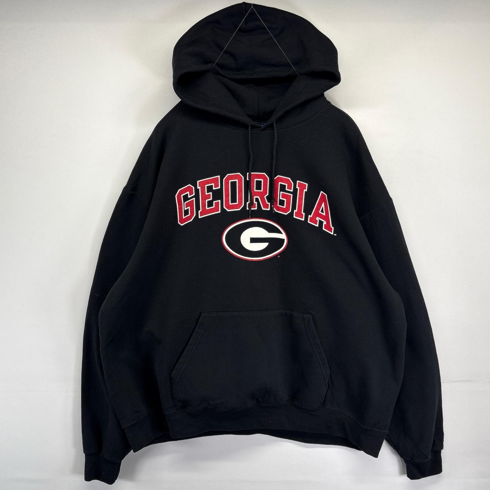 古着 チャンピオン Champion パーカー スウェット カレッジロゴプリント ジョージア大学 プルオーバー  2XL  ブラック メンズ