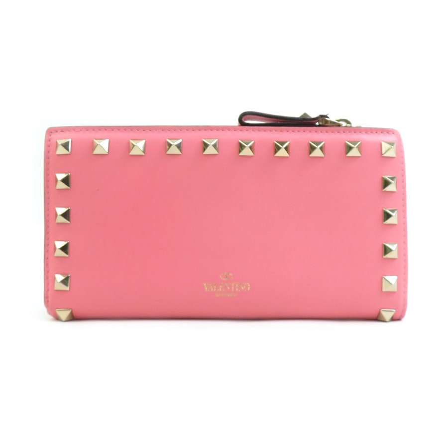 ヴァレンティノ ガラヴァーニ Valentino Garavani 二つ折り長財布 レザー ピンク レディース【中古】 r10962a