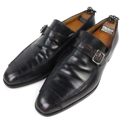 良品 ベルルッティ モンクストラップ プレーントゥ レザーシューズ 8.5