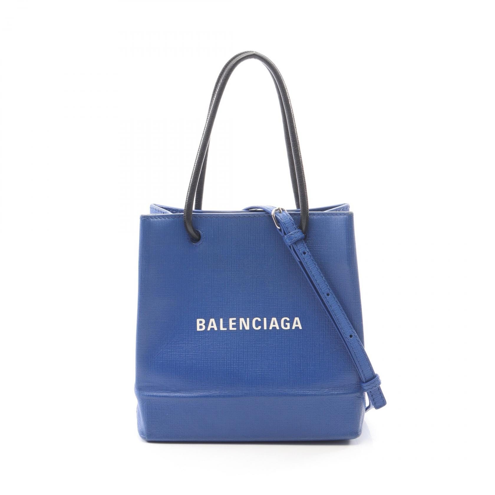 バレンシアガ BALENCIAGA ショッピングトートXXS 2WAY トートバッグ バッグ レザー レディース ブルー系 / ブラック系 572411 【中古】
