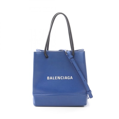 バレンシアガ BALENCIAGA ショッピングトートXXS 2WAY トートバッグ バッグ レザー レディース ブルー系 / ブラック系 572411 【中古】