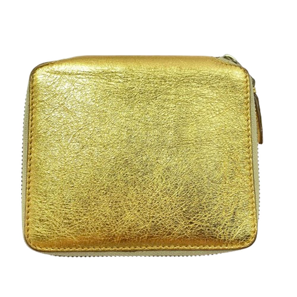 COMME des GARCONS コムデギャルソン 二つ折り財布 SA2100G WALLET メタリック ジップ ウォレット 財布 ゴールド系【中古】