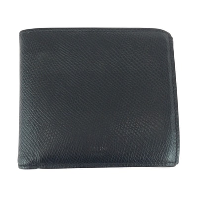 CELINE セリーヌ ブラック 黒 シルバー金具 レザー 折財布 コンパクトウォレット 男女兼用 505700 【中古】