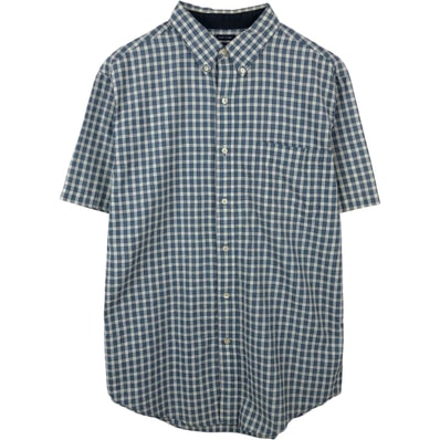 古着 ラルフローレン Ralph Lauren CHAPS チャップス EASY CARE シアサッカー 半袖 ボタンダウン チェックシャツ メンズL相当/eaa660576