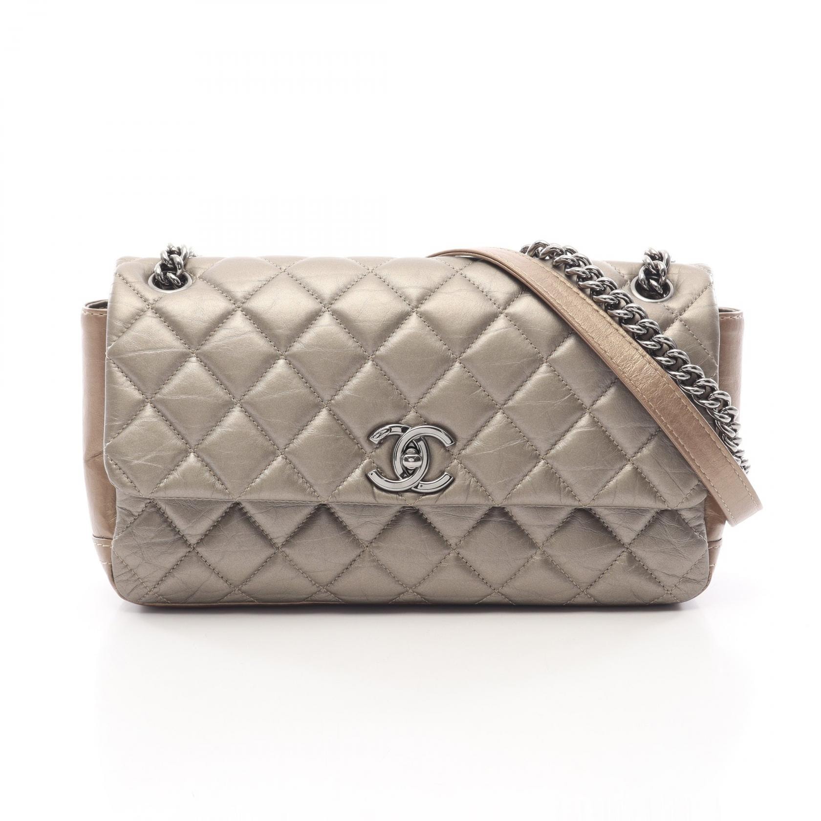 シャネル CHANEL マトラッセ ショルダーバッグ バッグ カーフ(牛革) レディース ブラウン系 / グレー系 【中古】